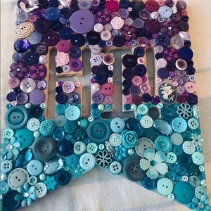 💙Purple and aqua button art girls room decor💜